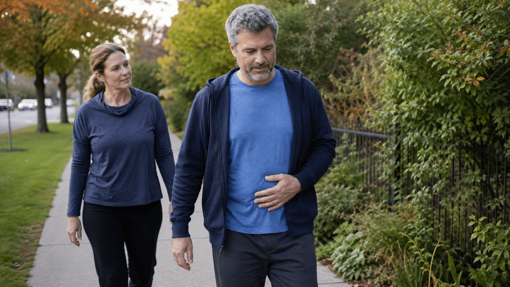 A person taking a slow, gentle walk indoors a few days after hernia surgery